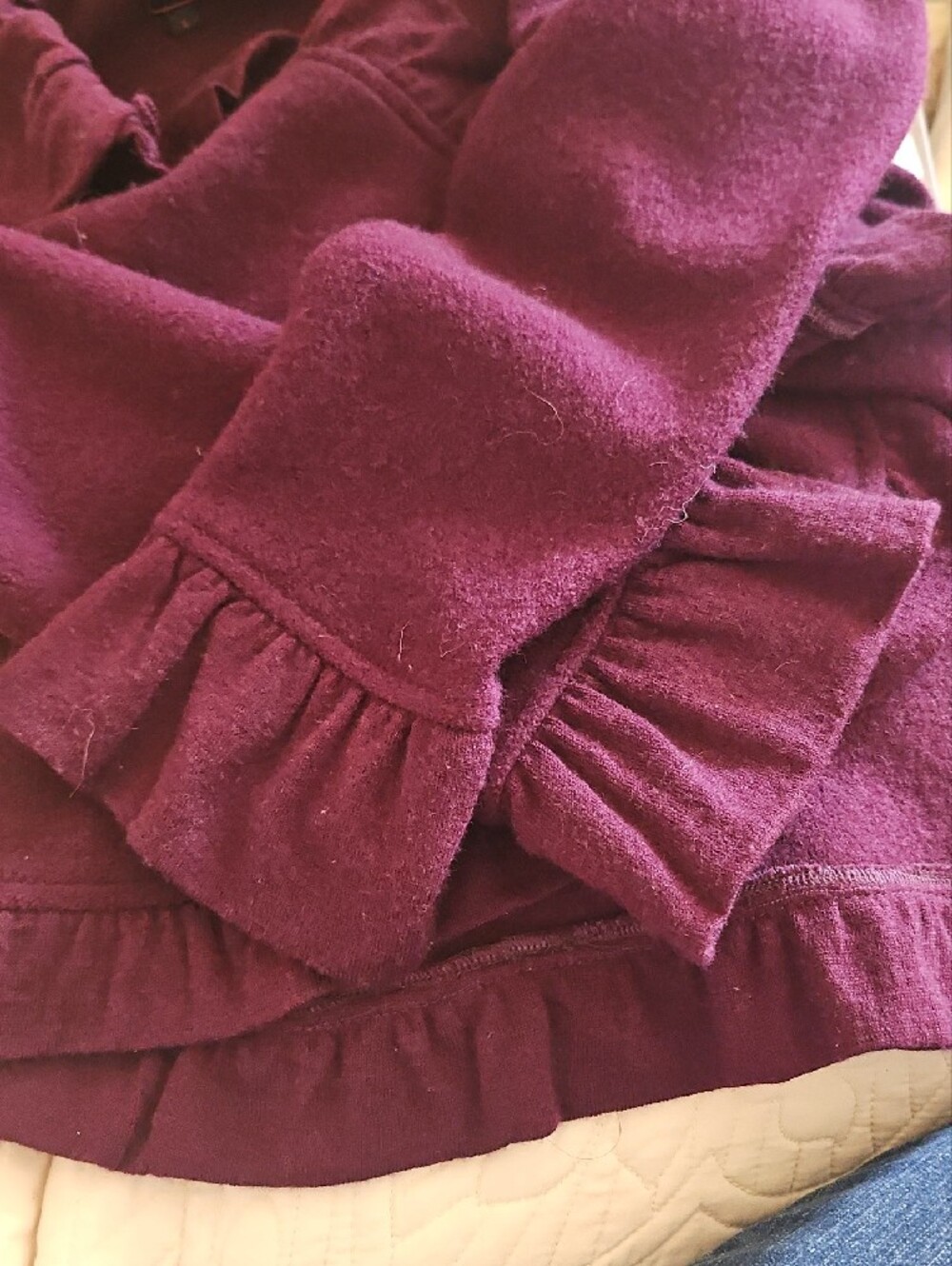 Colour Works Plum Ruffle-Trim Button Cardigan - Picture 11 of 15